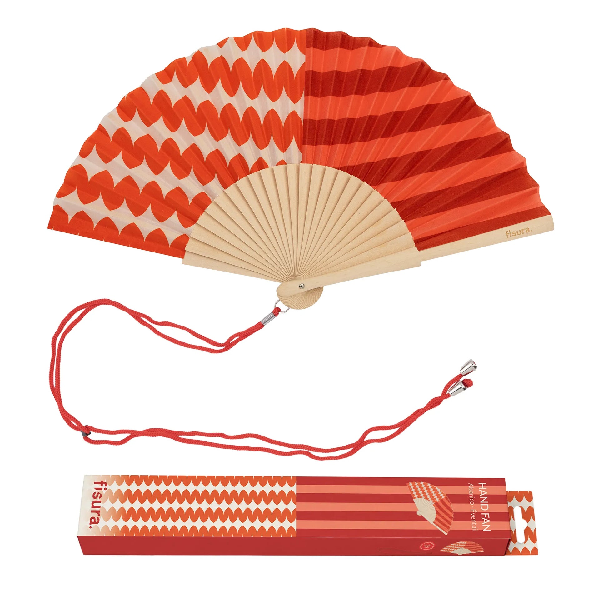Éventail Imprimé Symétrique Rouge – Fisura