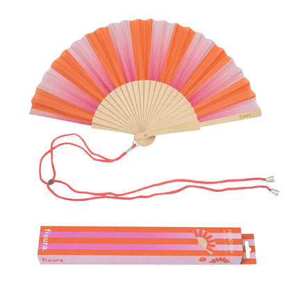 Éventail Rose et Orange à Rayures – Fisura
