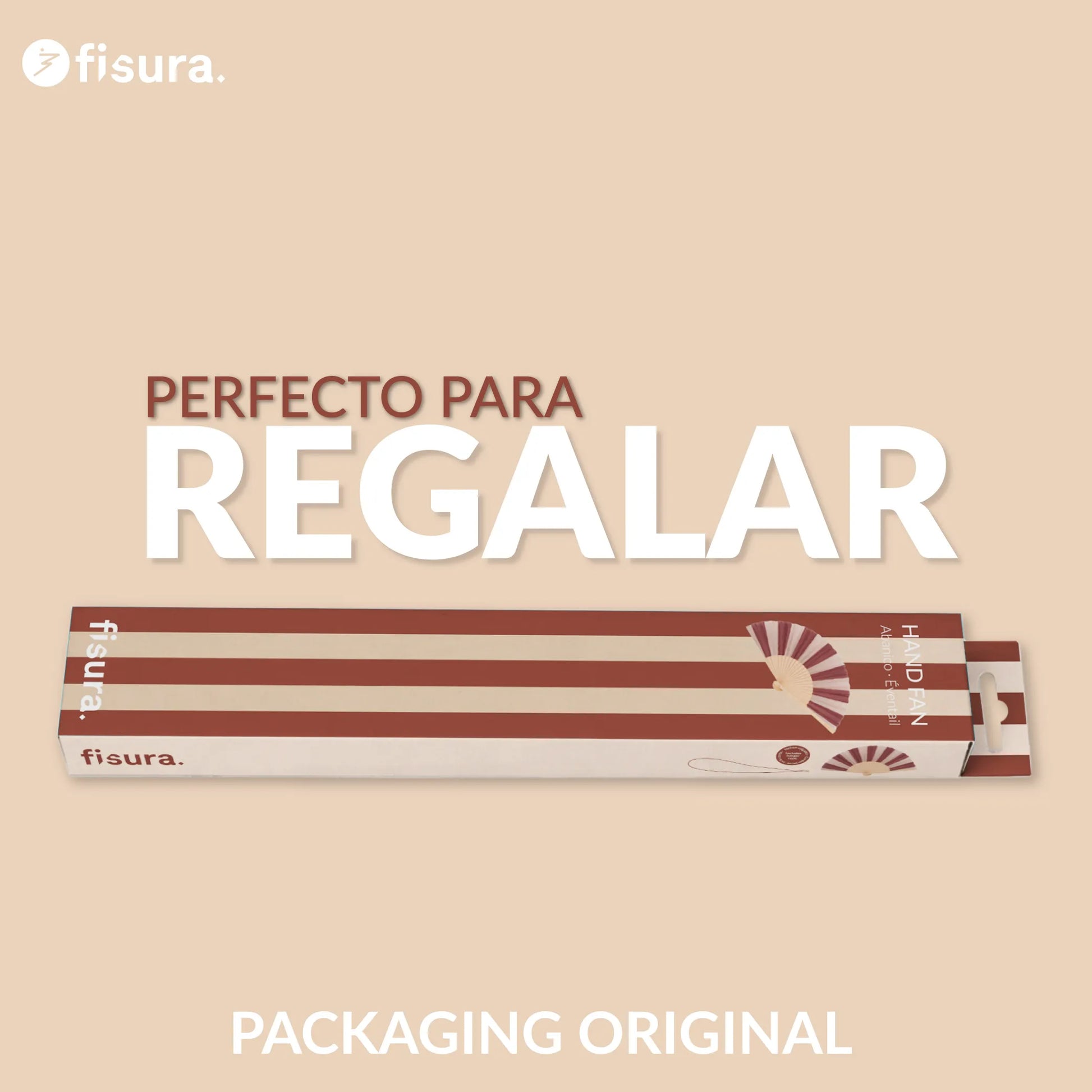 Éventail à Rayures Marron et Beige – Fisura – vue 6
