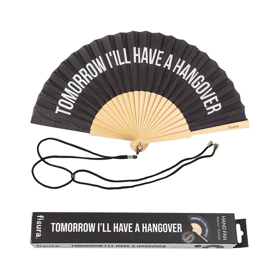 Éventail « I will have a hangover » Noir – Fisura
