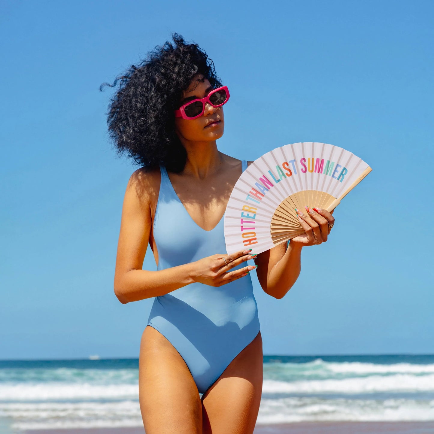 Éventail « Hotter than last summer » Beige – Fisura – vue 5