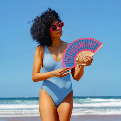 Éventail « It’s fucking hot » Bleu et Rose – Fisura – vue 4