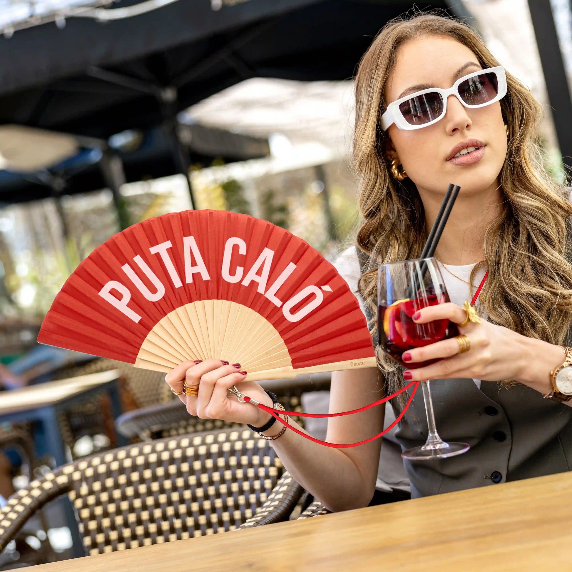 Éventail « Puta caló » Rouge – Fisura – vue 3