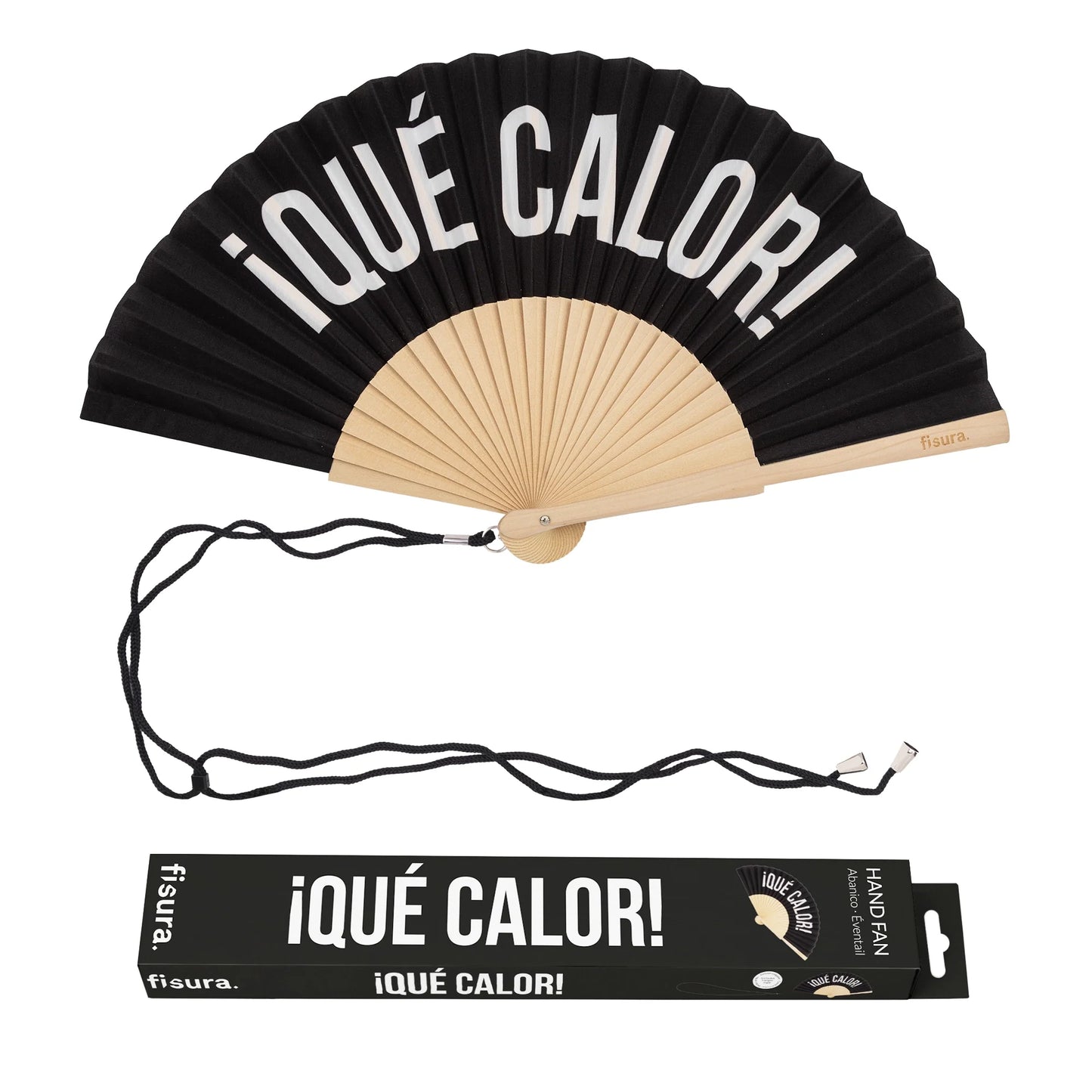 Éventail « Qué calor » Noir – Fisura