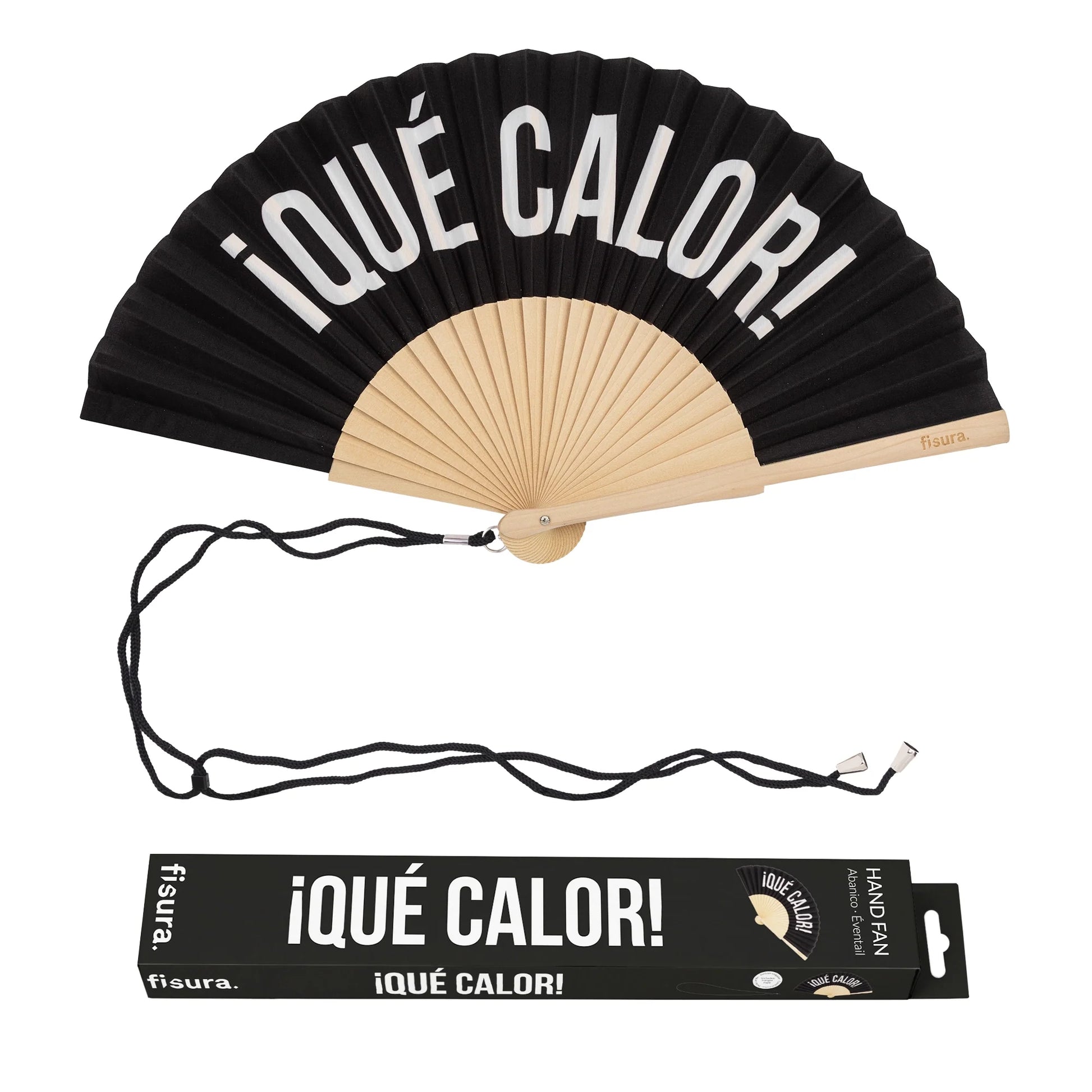 Éventail « Qué calor » Noir – Fisura