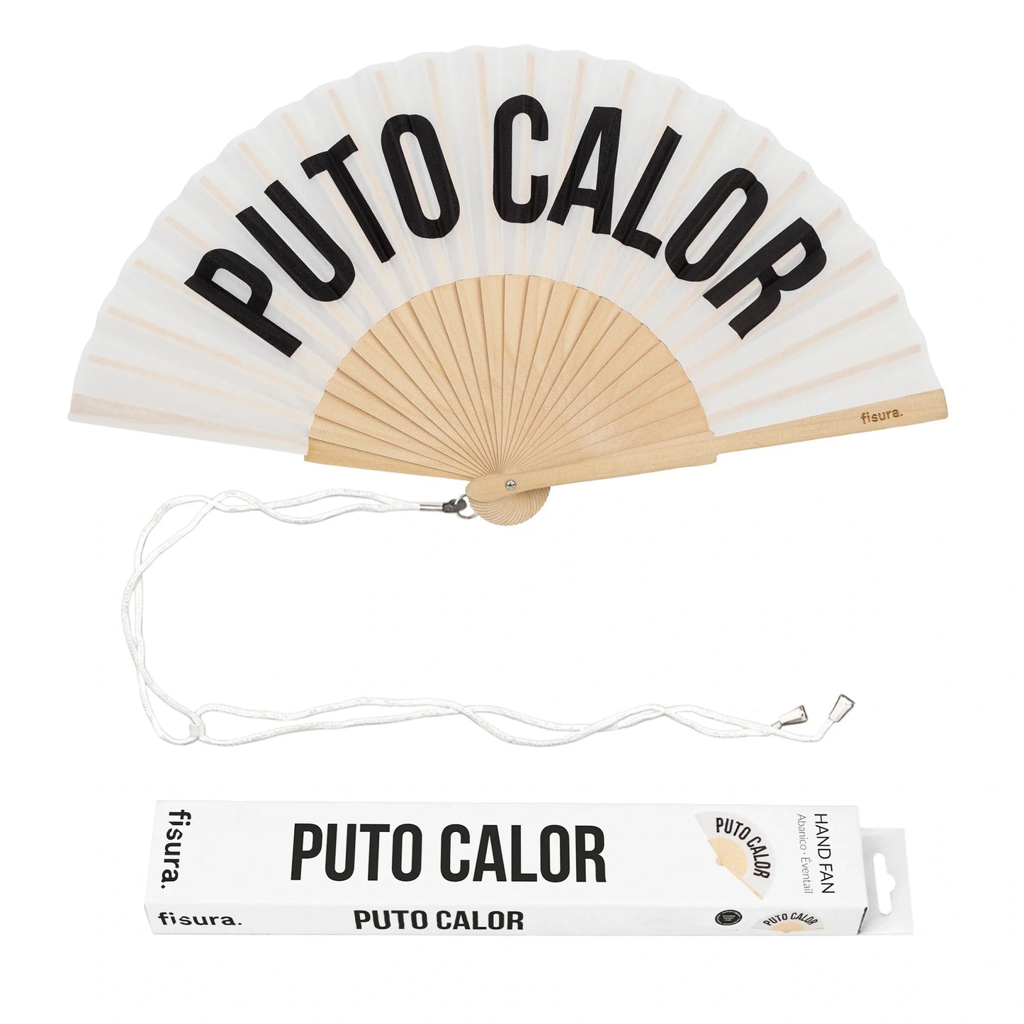 Éventail « Puto calor » Blanc – Fisura