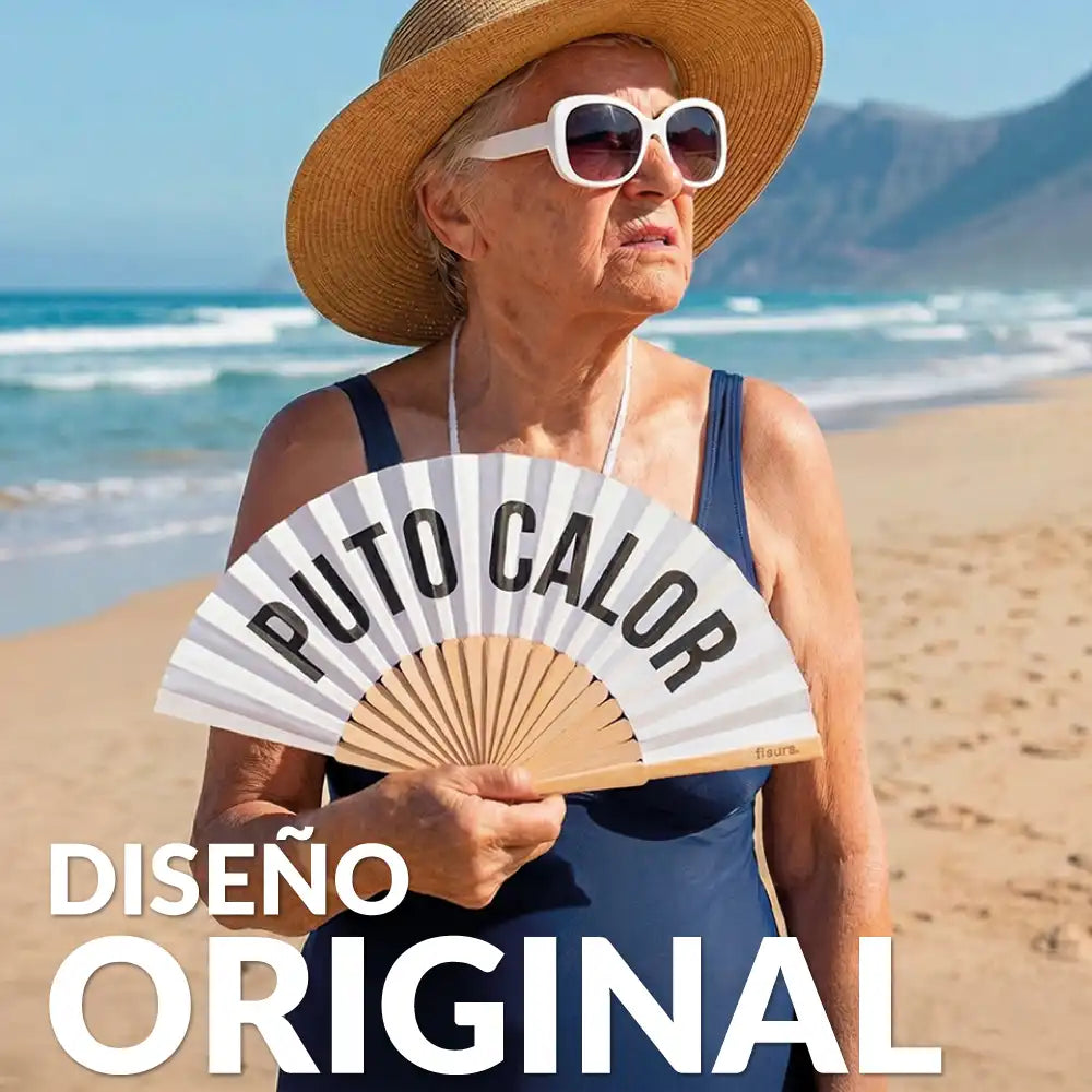 Éventail « Puto calor » Blanc – Fisura – vue 2