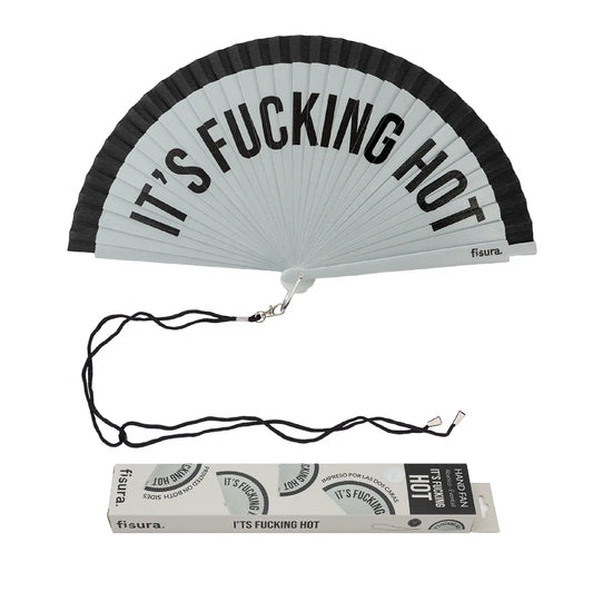 Éventail « It’s fucking hot » Gris et Noir – Fisura