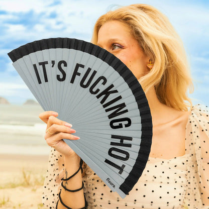 Éventail « It’s fucking hot » Gris et Noir – Fisura – vue 4