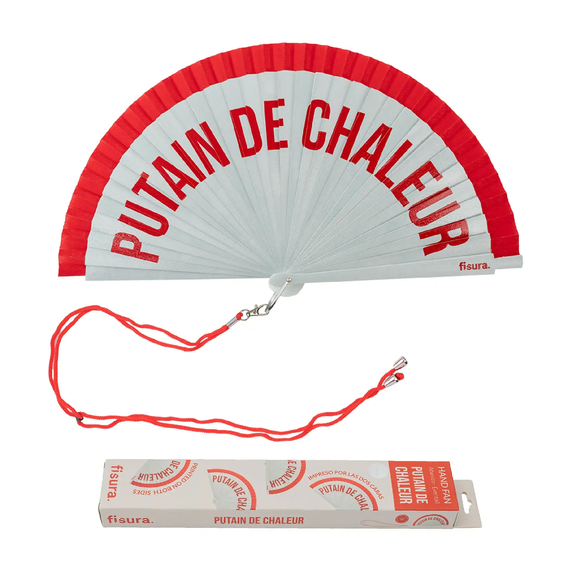 Éventail Imprimé « Putain de chaleur » Rouge – Fisura