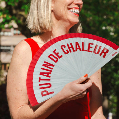 Éventail Imprimé « Putain de chaleur » Rouge – Fisura – vue 2