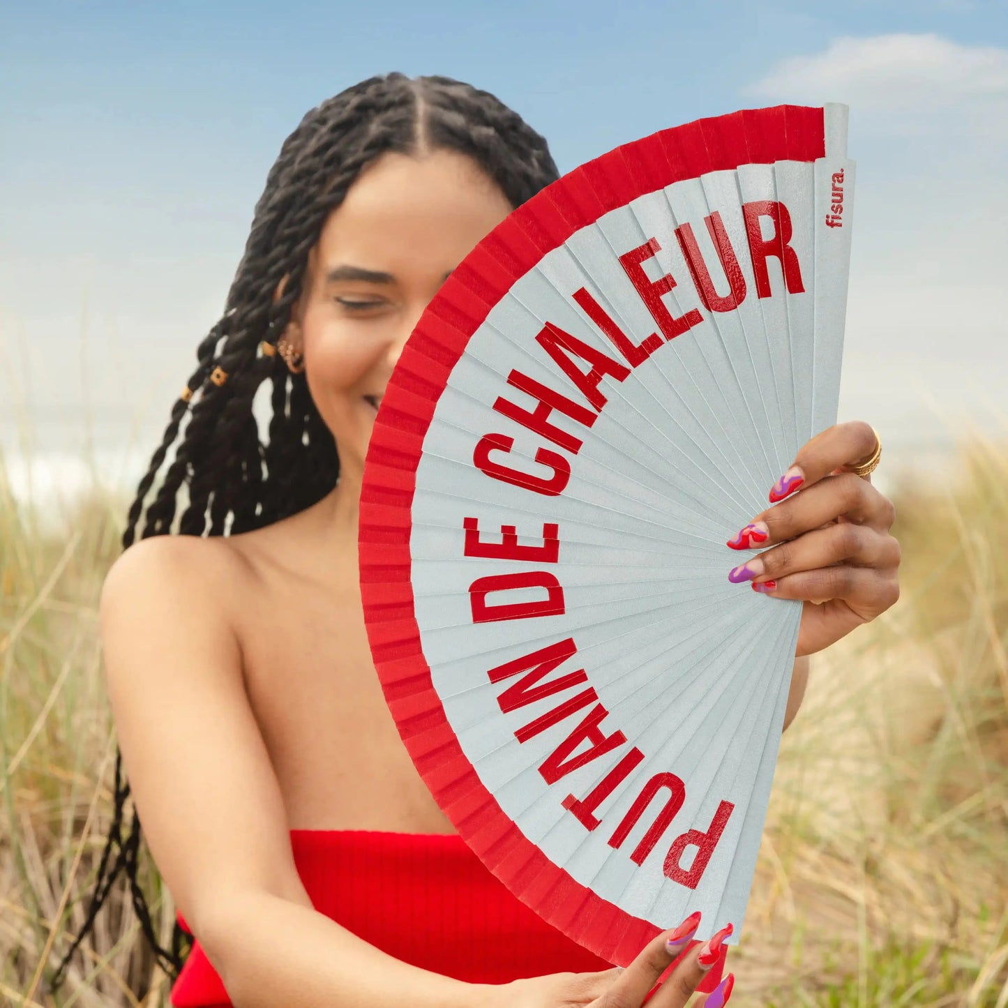 Éventail Imprimé « Putain de chaleur » Rouge – Fisura – vue 4