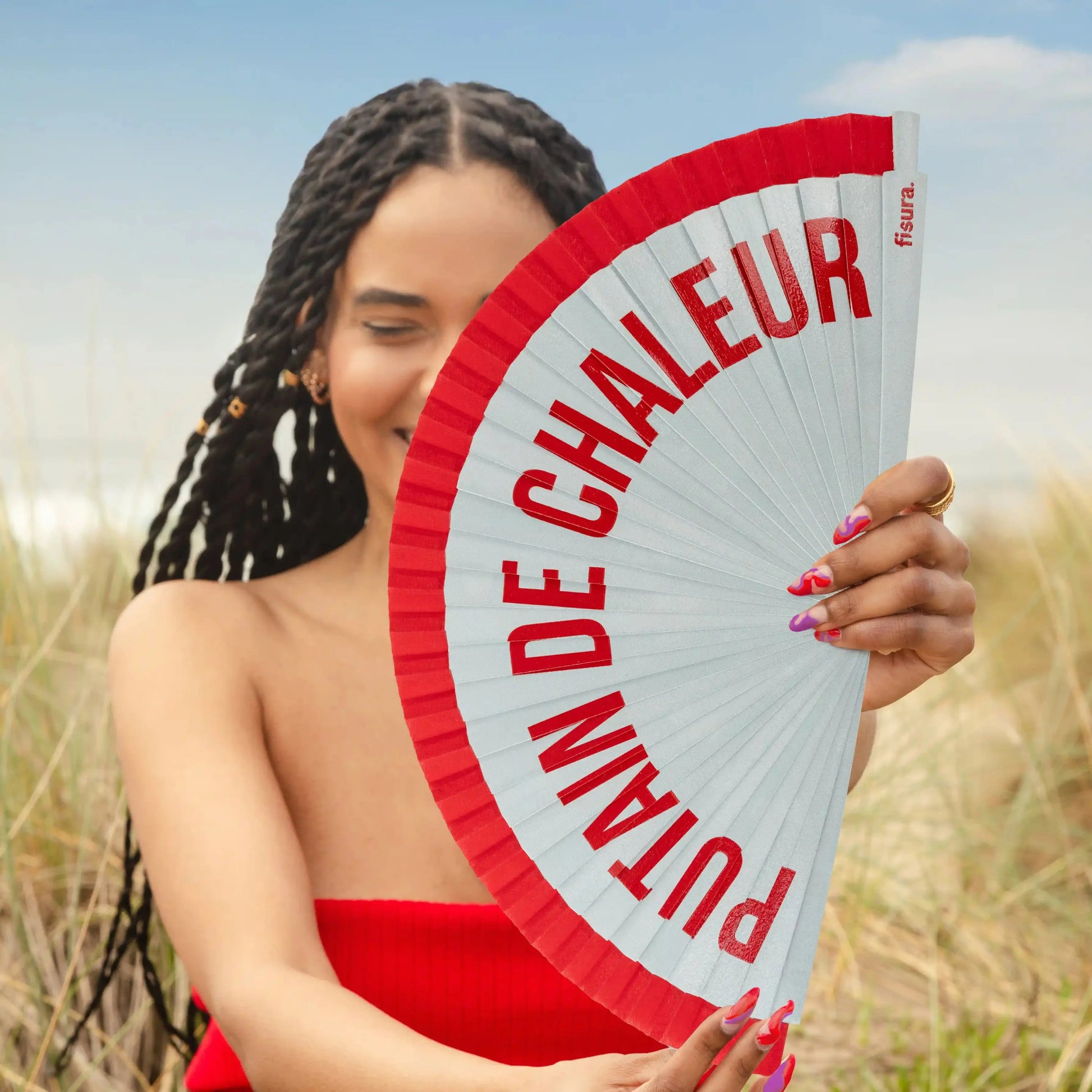 Éventail Imprimé « Putain de chaleur » Rouge – Fisura – vue 4