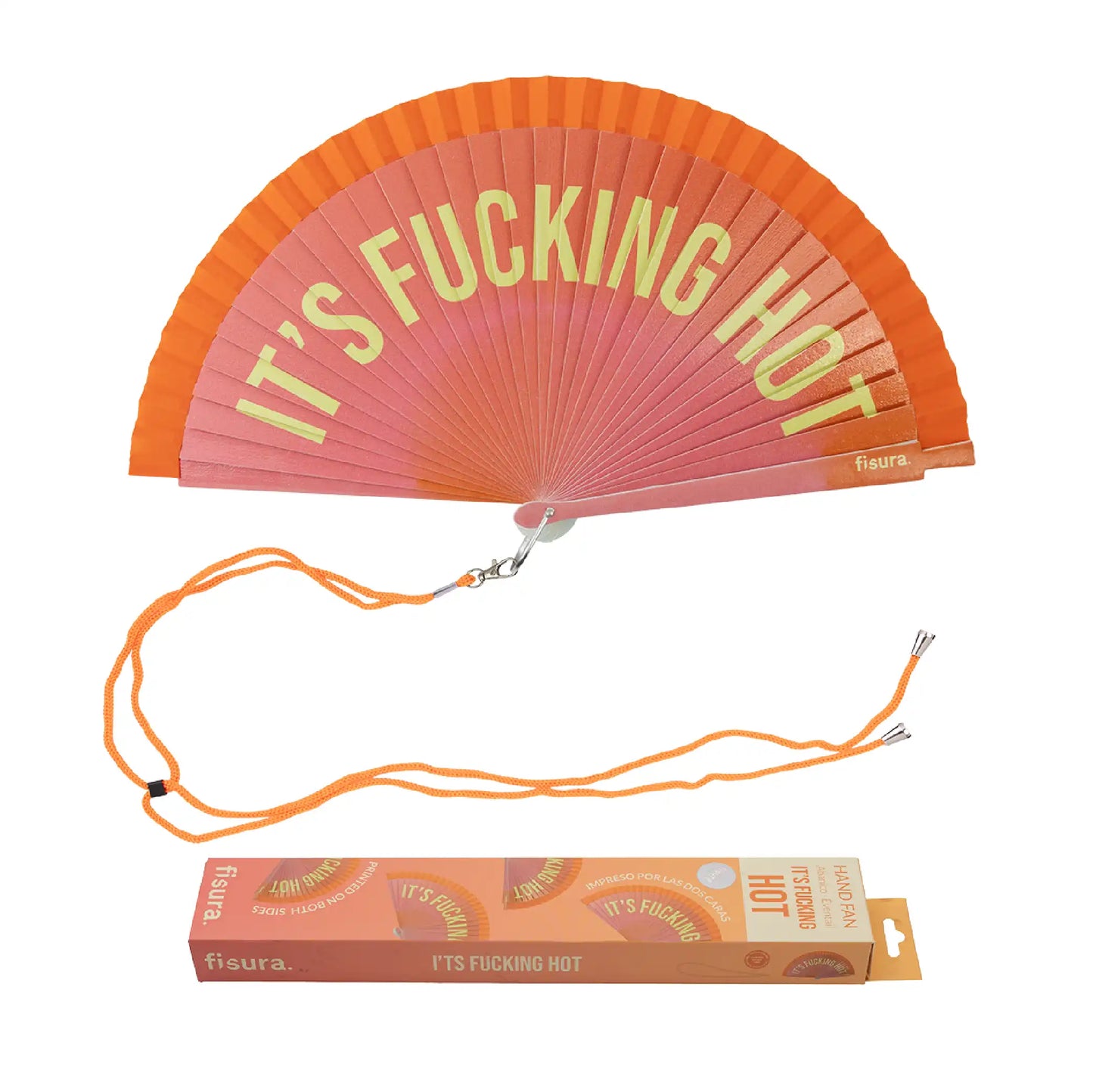 Éventail Imprimé « I'm fucking hot » Dégradé Orange – Fisura
