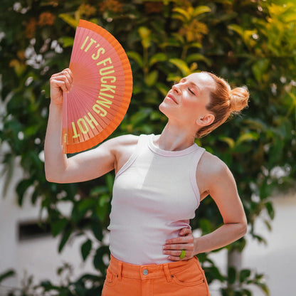 Éventail Imprimé « I'm fucking hot » Dégradé Orange – Fisura – vue 5