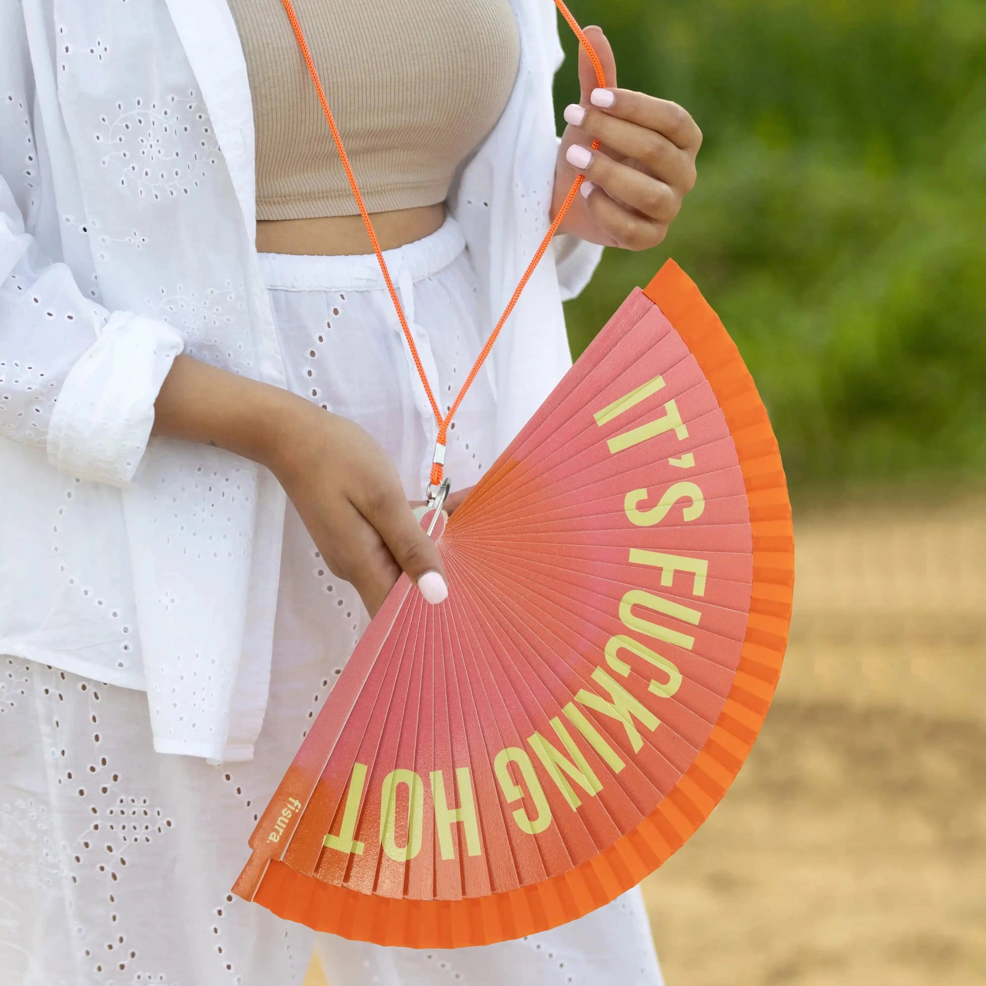 Éventail Imprimé « I'm fucking hot » Dégradé Orange – Fisura – vue 6