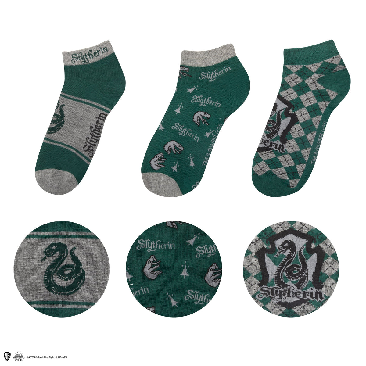 Set of 3 Pairs of Slytherin Ankle Socks
