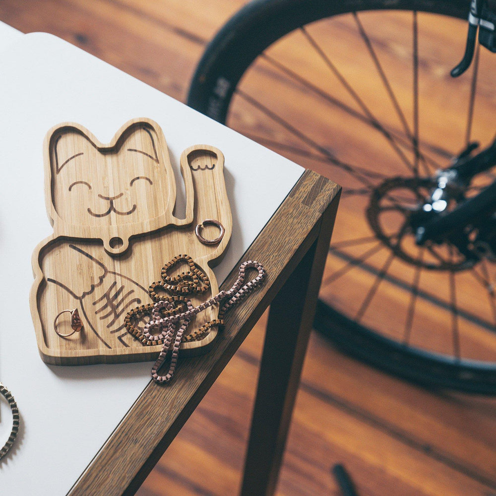 Lucky Cat Bamboo Plate
