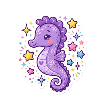 Autocollant Hippocampe Kawaii