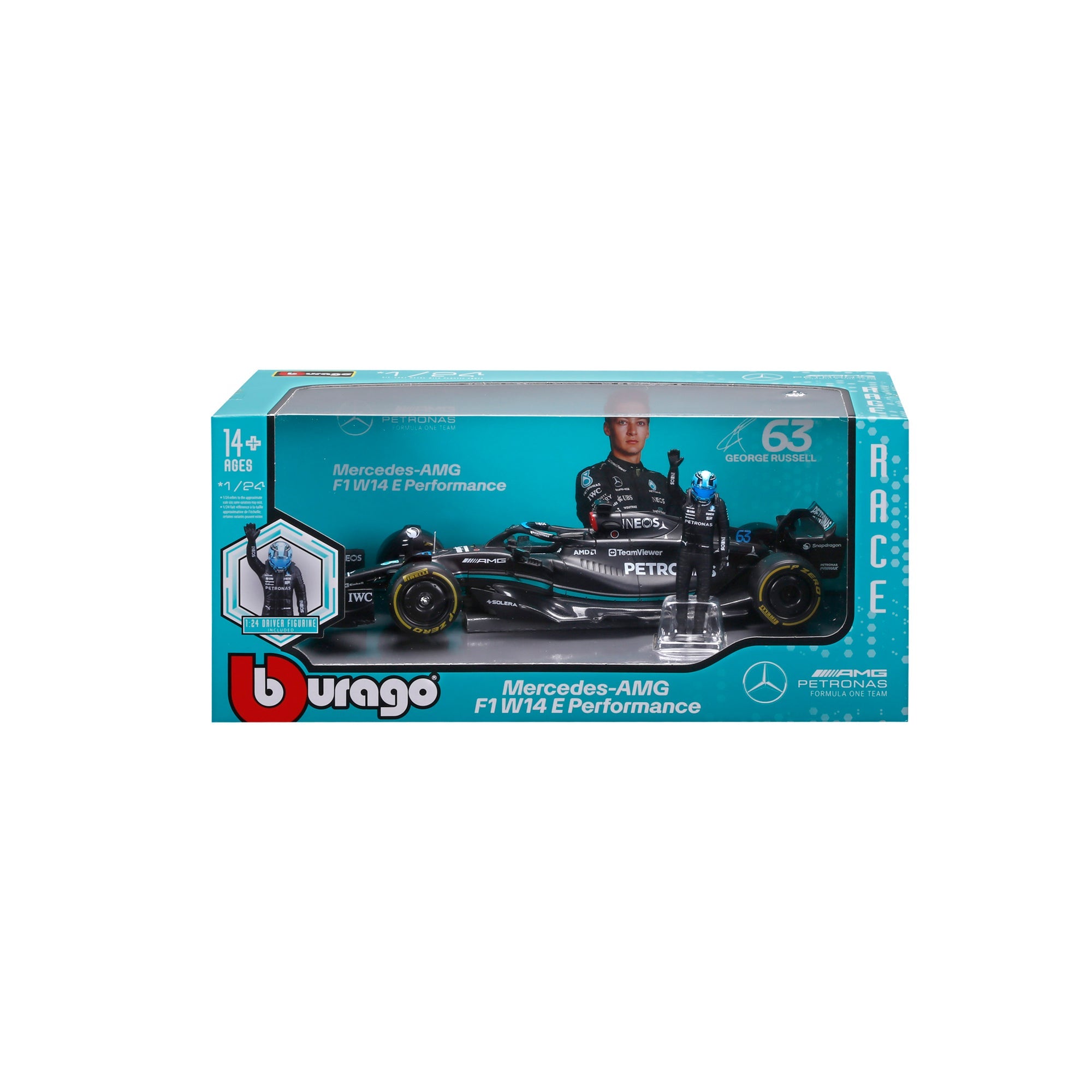 1:24 F1 MB W14 2023 WITH DRIVER RUSSELL FIGURE
