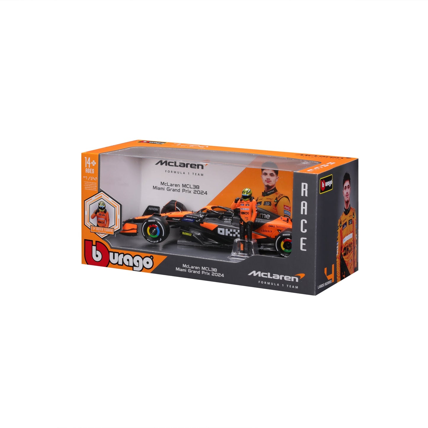 1:24 F1 MCLAREN MCL38 2024 AVEC FIGURINE DU PILOTE NORRIS