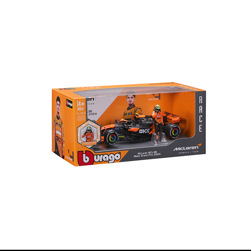 1:24 F1 MCLAREN MCL38 2024 AVEC FIGURINE DU PILOTE NORRIS