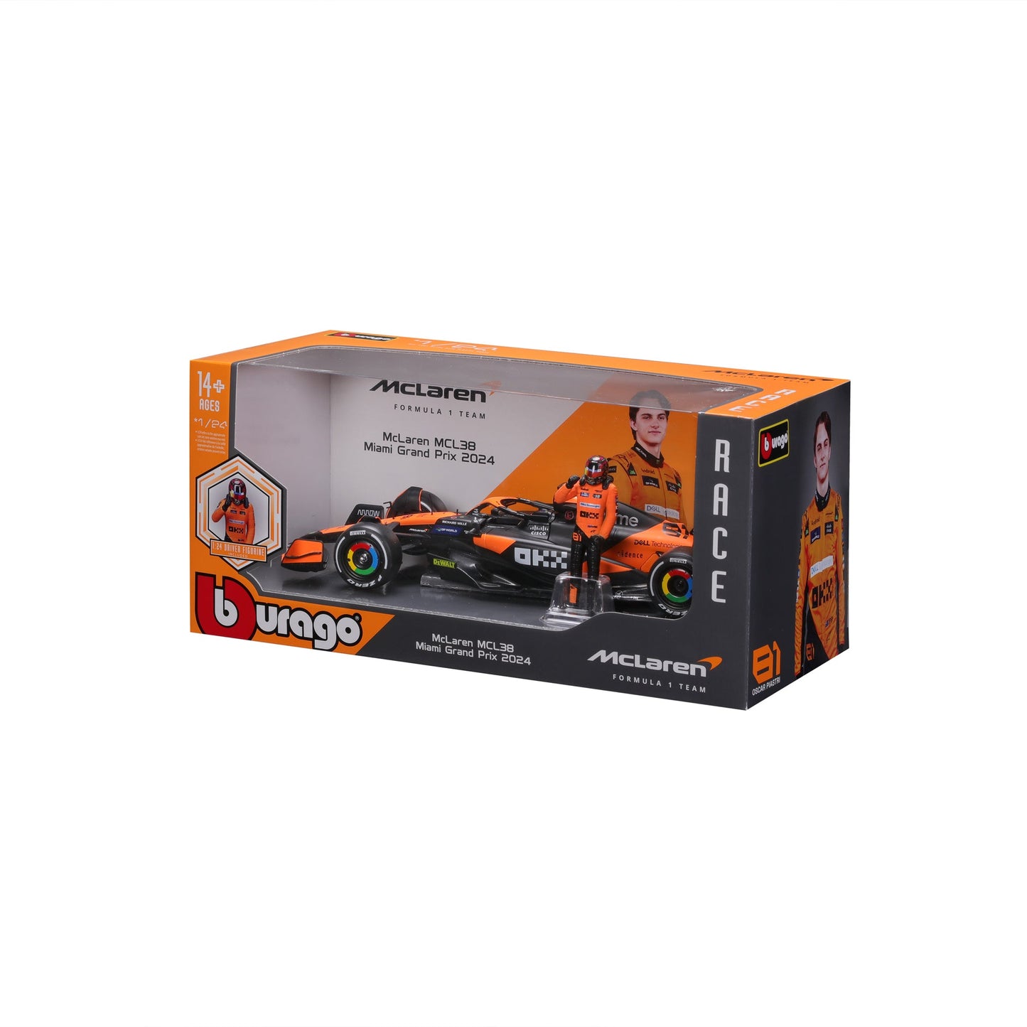 1:24 F1 MCLAREN MCL38 2024 AVEC FIGURINE PILOTE PIASTRI