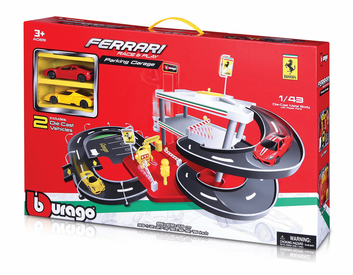 FERRARI 1:43 PARKING GARAGE, INCLUDING 2 CARS