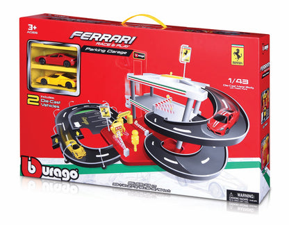 FERRARI 1:43 PARKING GARAGE, INCLUDING 2 CARS