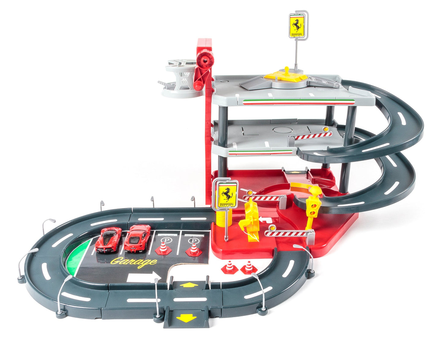 FERRARI 1:43 PARKING GARAGE, INCLUDING 2 CARS