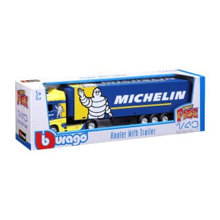 1:43 STREET FIRE HAULERS WITH TRAILER -M-B ACTROS GIGASPACE MICHELIN