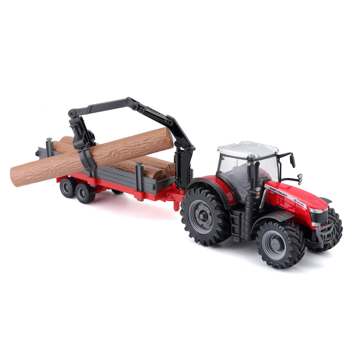10CM MASSEY FERGUSON 8740S TRACTOR WITH LOG LOADER AND TRAILER