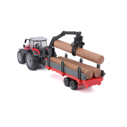 10CM MASSEY FERGUSON 8740S TRACTOR WITH LOG LOADER AND TRAILER