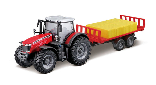 10 CM MASSEY FERGUSON 8740S TRACTOR WITH BALE TRAILER