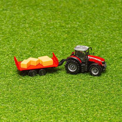 TRACTEUR MASSEY FERGUSSON 8740S DE 10 CM AVEC REMORQUE À BALLES