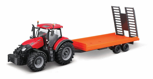 TRACTEUR CASE IH OPTUM CVX 300 DE 10 CM AVEC REMORQUE À BALLES