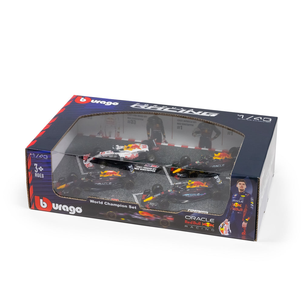 Set of 4 Max Verstappen F1 RED BULL RACING Champion figurines on a 1:43 scale