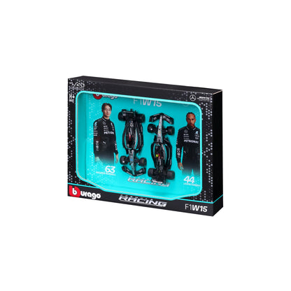 1:43 F1 MERCEDES AMG W15 2024 TWO-PACK HAMILTON AND RUSSELL