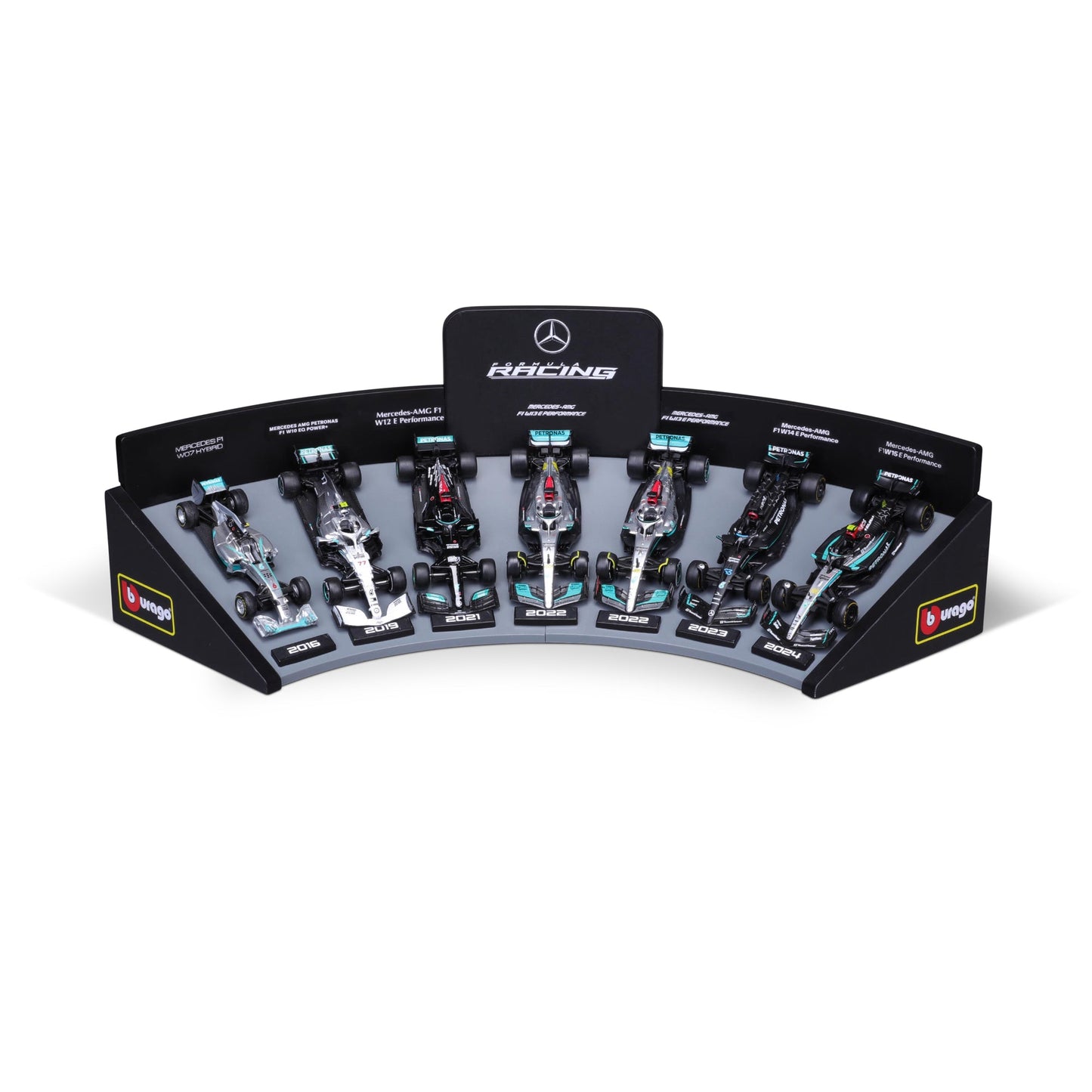 Coffret cadeau de luxe Mercedes AMG F1 1:43 avec support