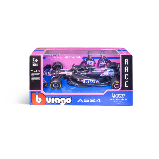 1:43 F1 BWT ALPINE F1 TEAM A524 2024 OCON IN A 12-PIECE DISPLAY