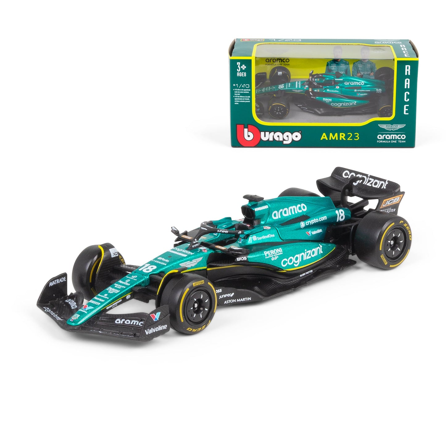1:43 F1 ASTON MARTIN 2023 AMR23 PROMENADE DANS LE DISTRIBUTEUR
