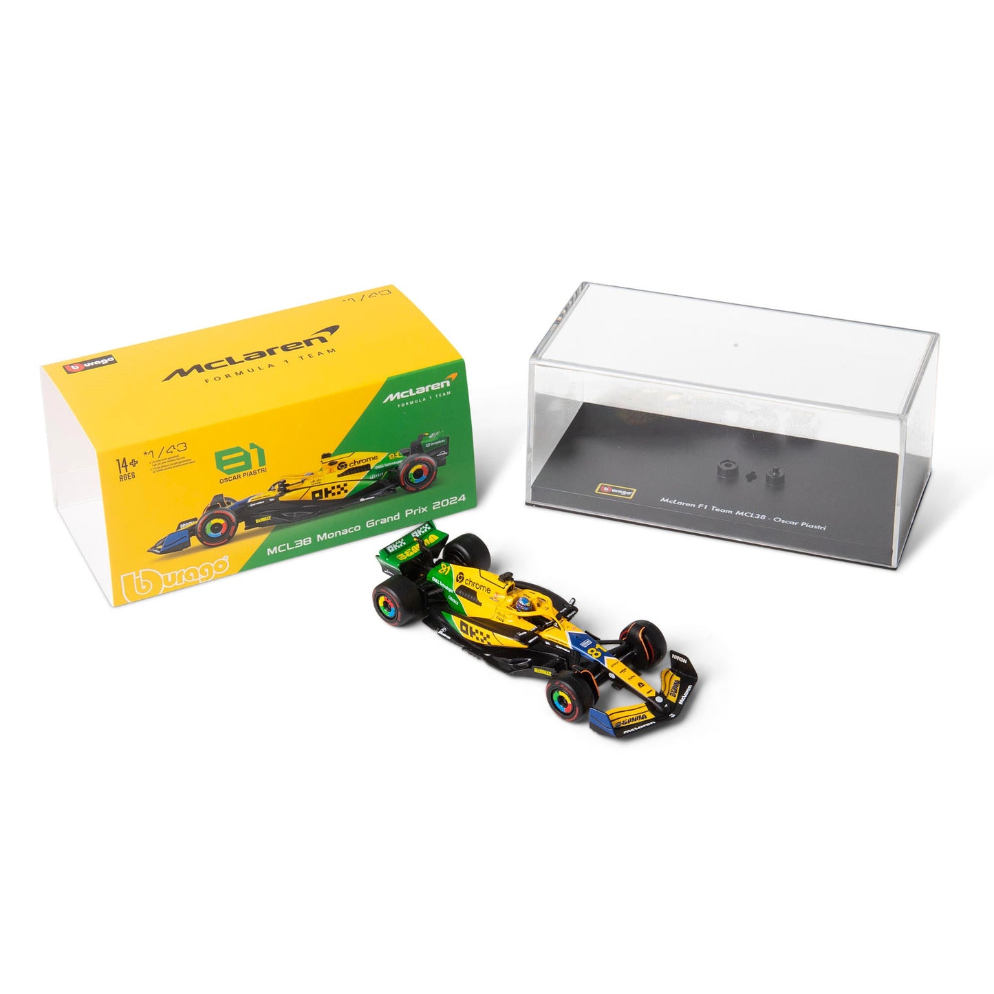 1:43 F1 MCLAREN MCL38 2024 WITH HELMET PIRELLI SENNA LIVERY