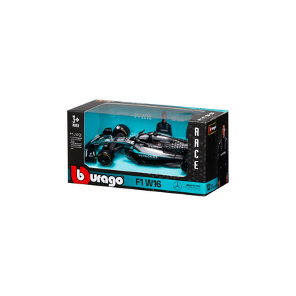 1:43 F1 MERCEDES AMG W16 2025 RUSSELL IN 12PC DISPLAY
