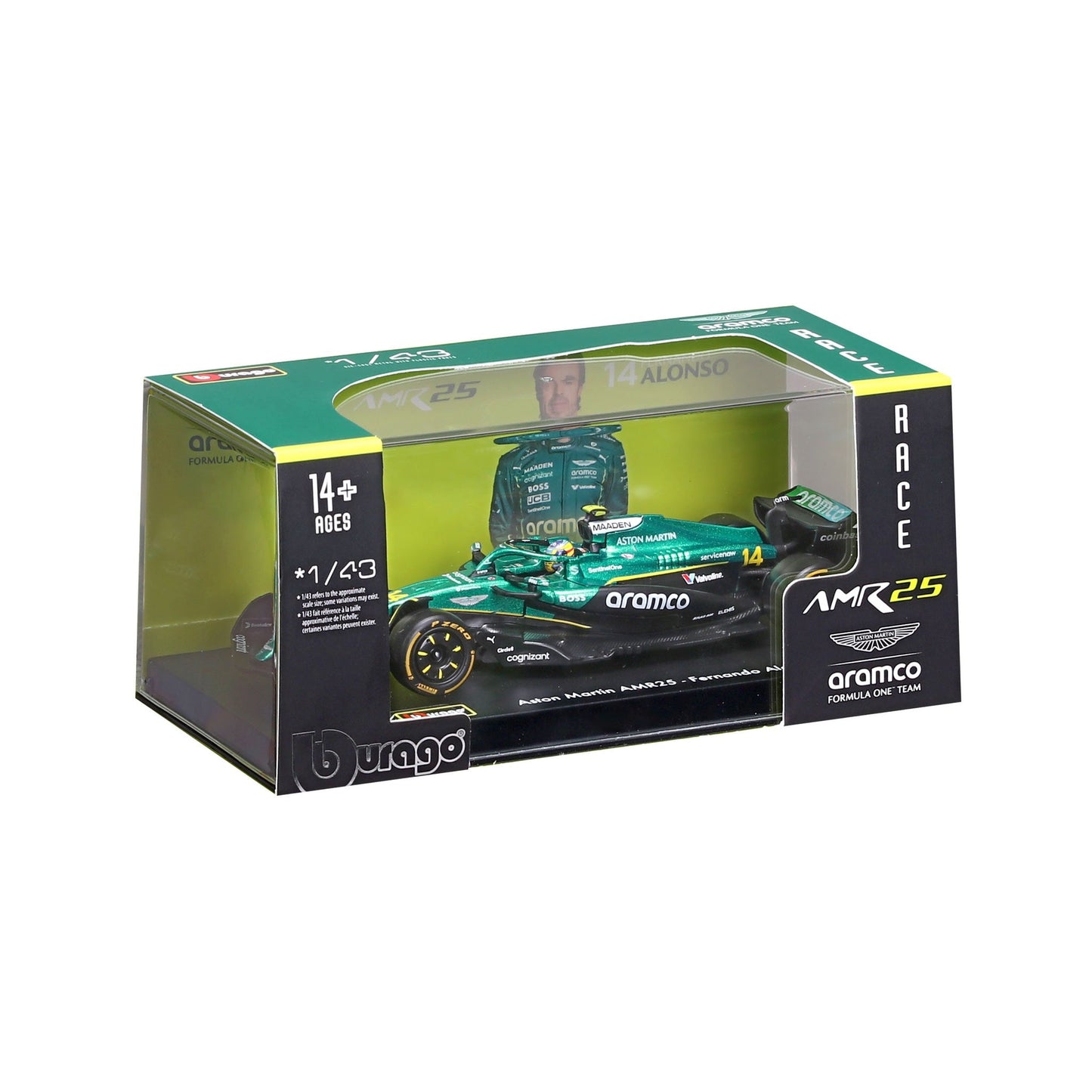 1:43 F1 ASTON MARTIN AMR25 2025 ALONSO WITH HELMET