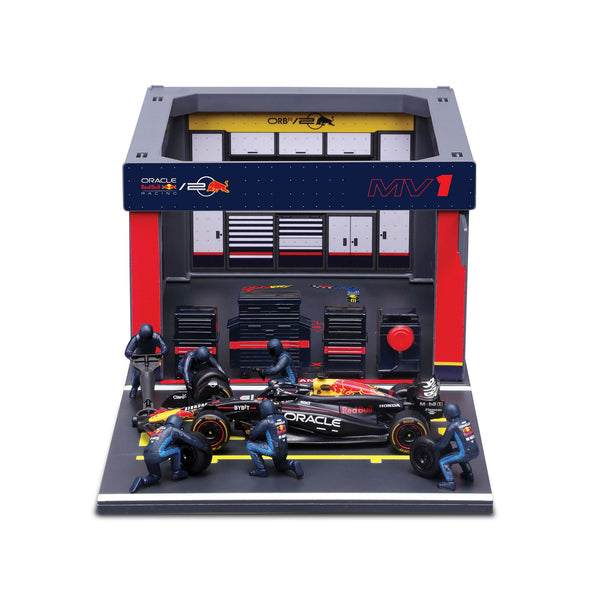 1:43 SCALE 2024 RED BULL RACING RB20 PIT STOP DIORAMA VERSTAPPEN