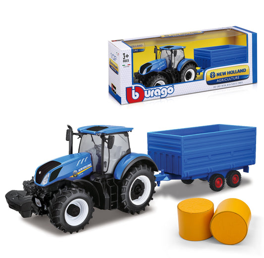 NEW HOLLAND T7.315 TRACTOR WITH HAY TRAILER 1:32