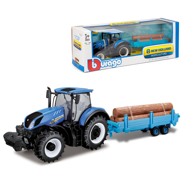 TRACTEUR NEW HOLLAND T7.315 AVEC REMORQUE À GRUMES 1:32