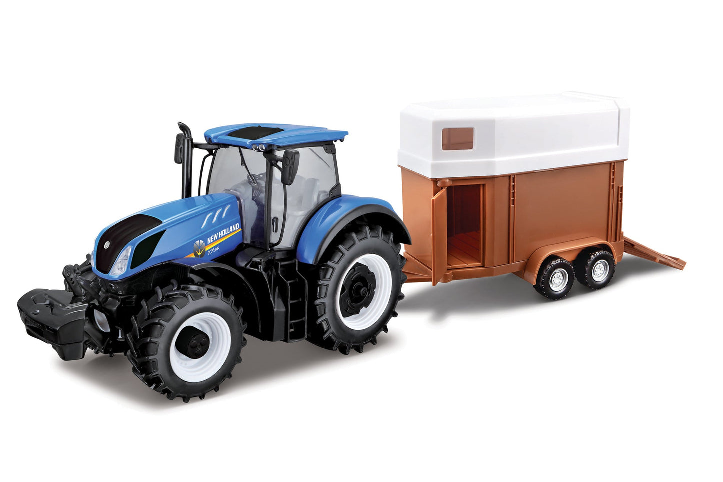 NEW HOLLAND T7.315 TRACTOR WITH HORSE TRAILER 1:32