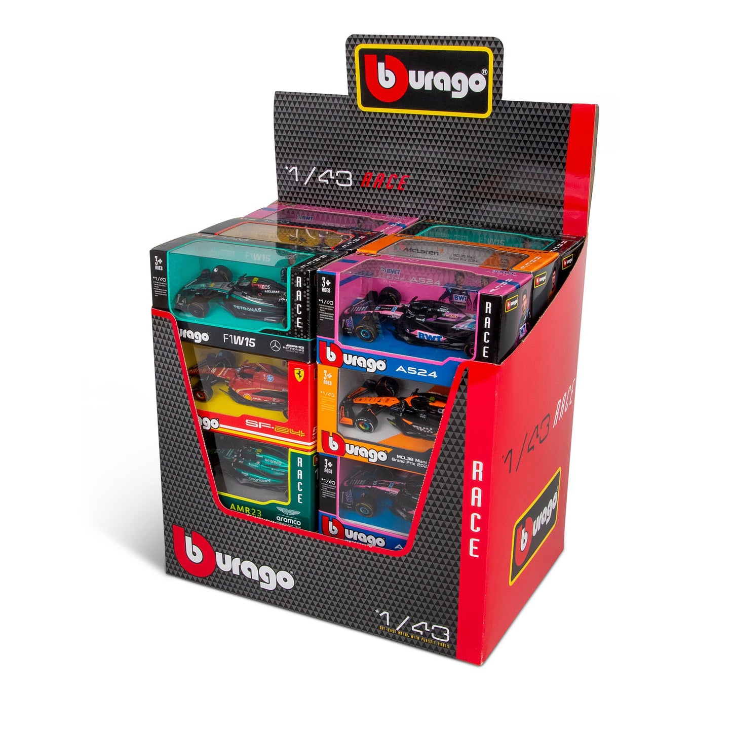 ASSORTIMENT DE VOITURES F1 1:43 2024 (24 PIÈCES EN CDU)