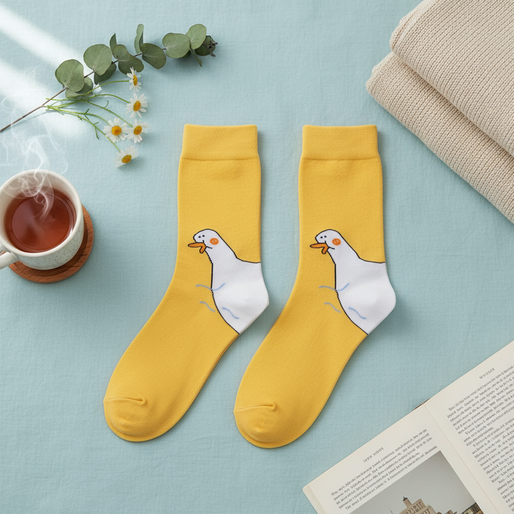 Chaussettes Jaunes Canard Blanc